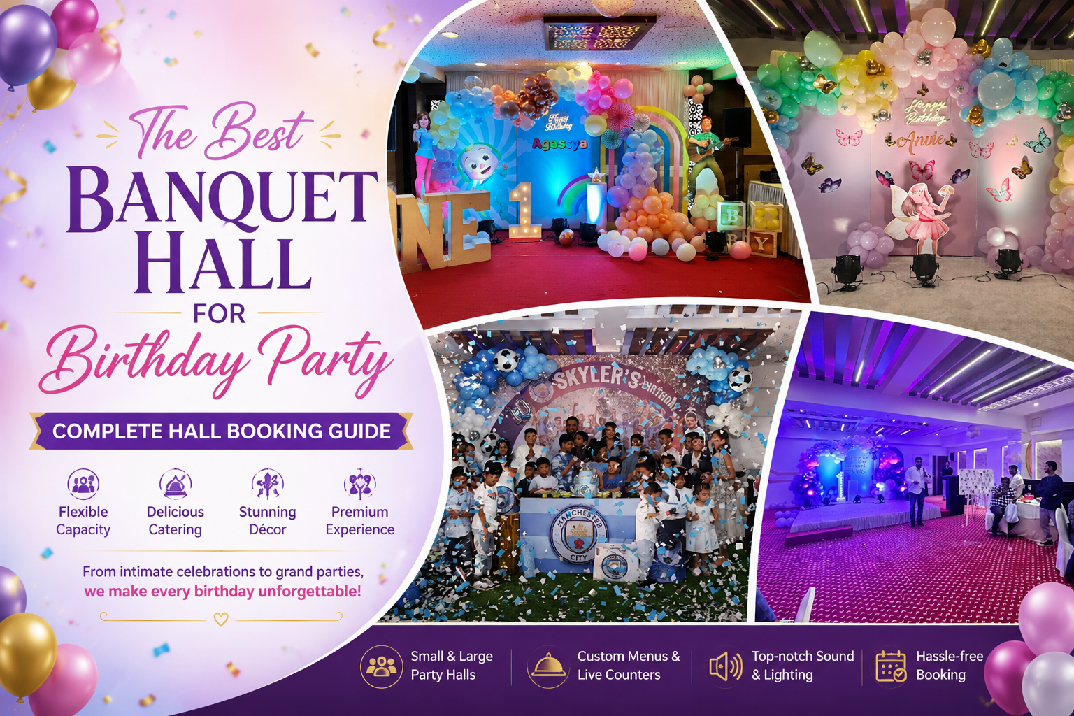 Banquet hall for birthday party